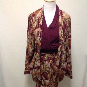 Vintage Karen Kane 3 Piece Drape Jacket Skirt & Cross Top Business Outfit Size M
